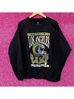 Junk Food Clothing Los Angeles Rams NFL Helmet Logo Crewneck Sweater Medium